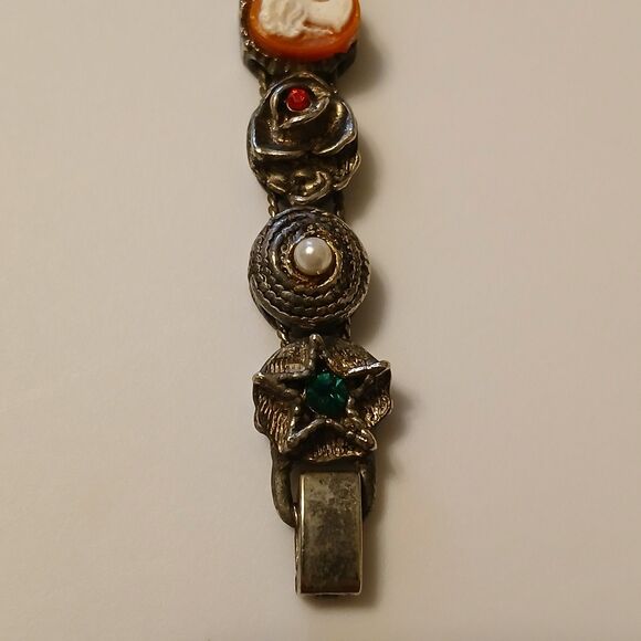 Vtg Bonetto Japan MOP Dial Colorful Charm Silver Tone Bracelet Watch - Tarnish - Picture 10 of 16